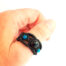 Anillo macramé bola obsidiana negro azul